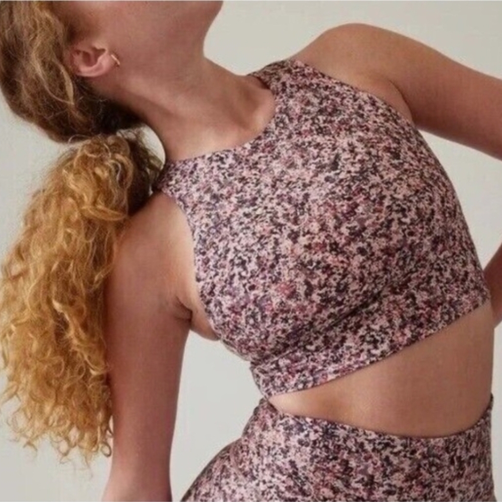 Athleta NWT Pink Multi Floral Racerback Sports Bra